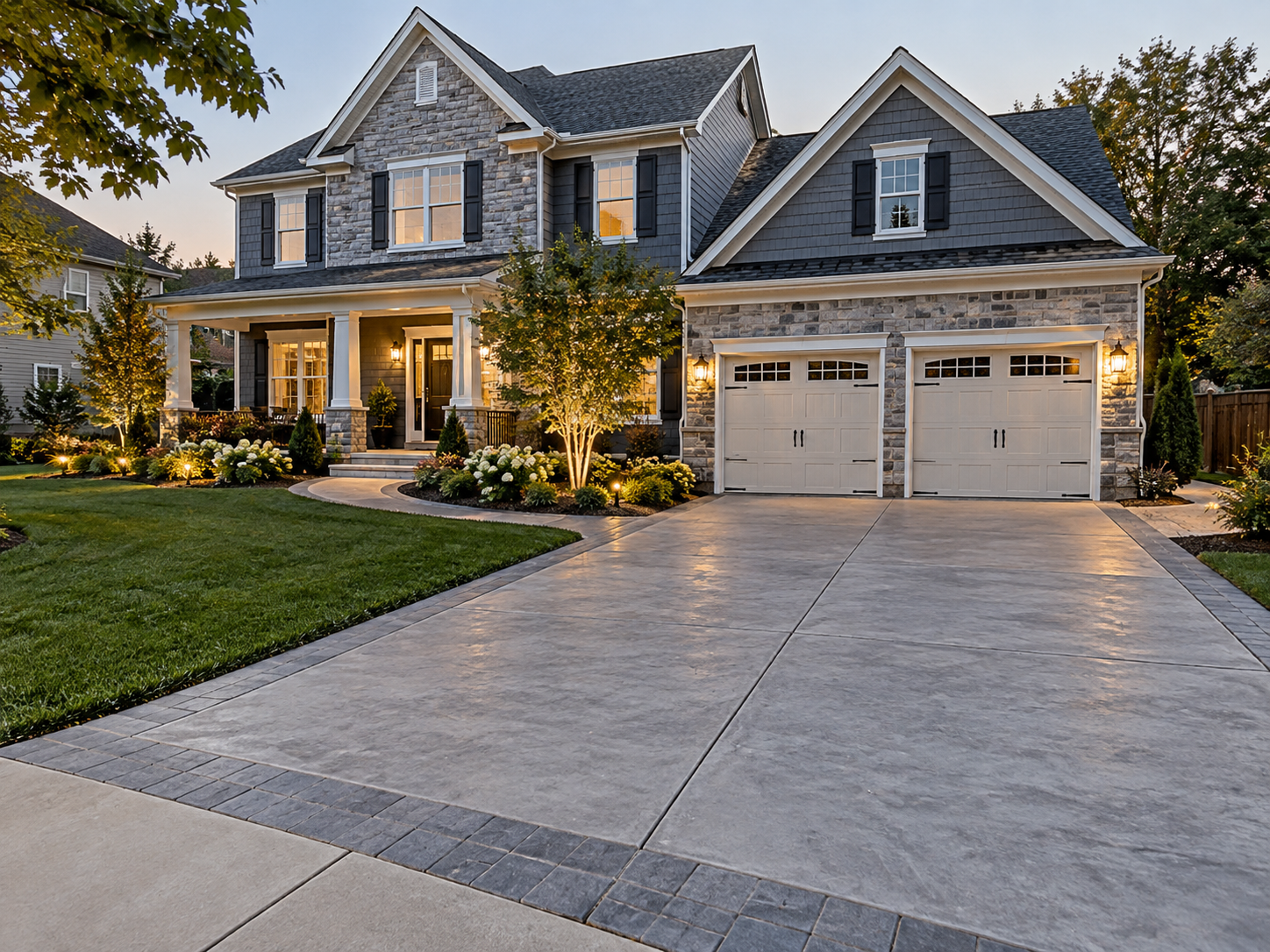 Driveway and front arrival project at a traditional home