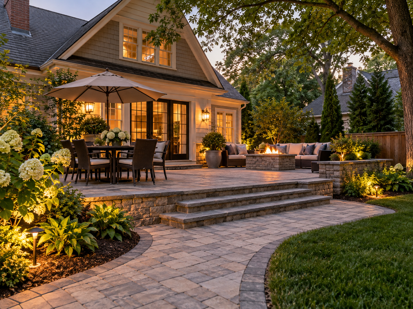 Backyard hardscape and masonry project at an older home