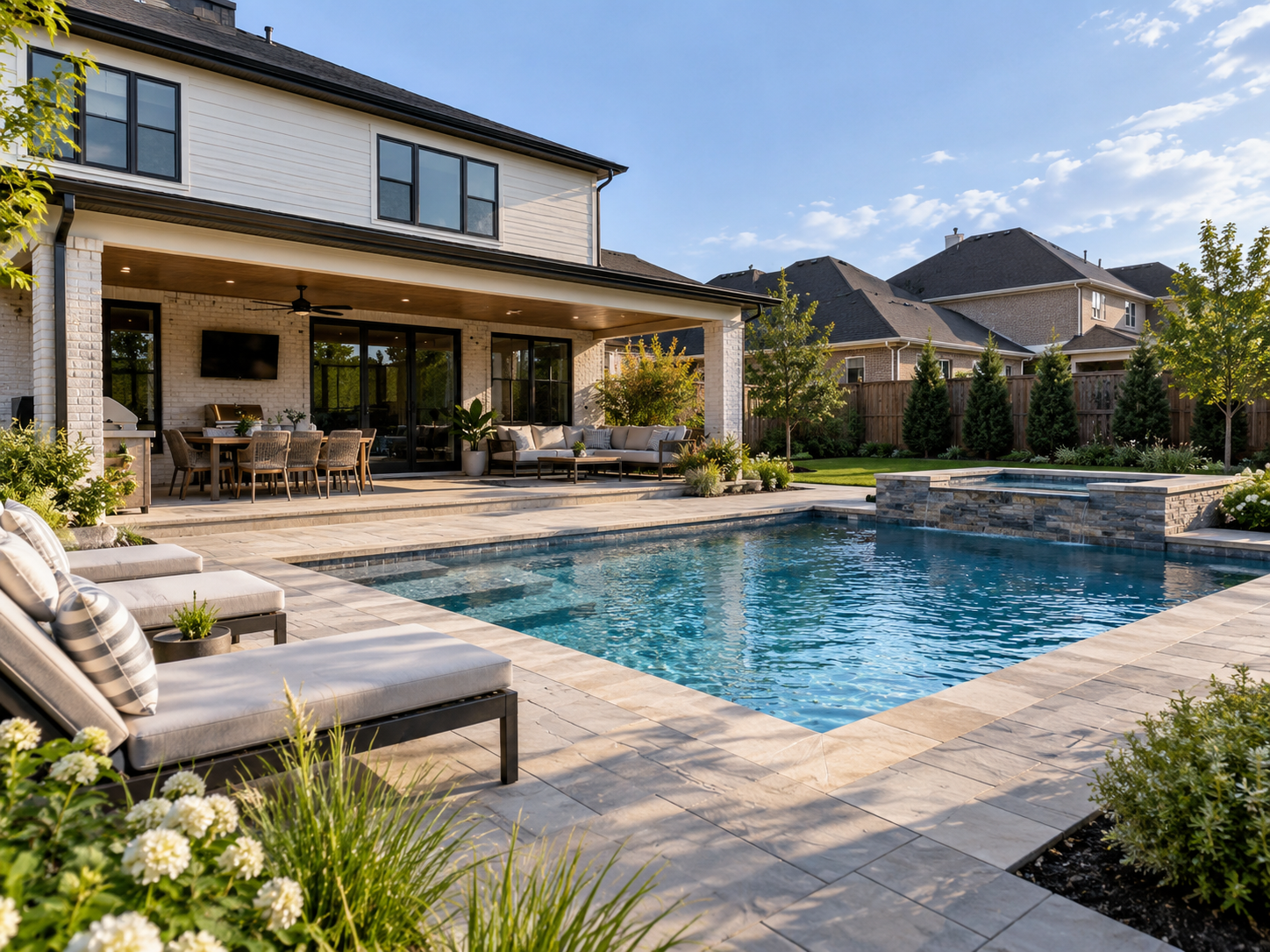 Contemporary pool and outdoor living project
